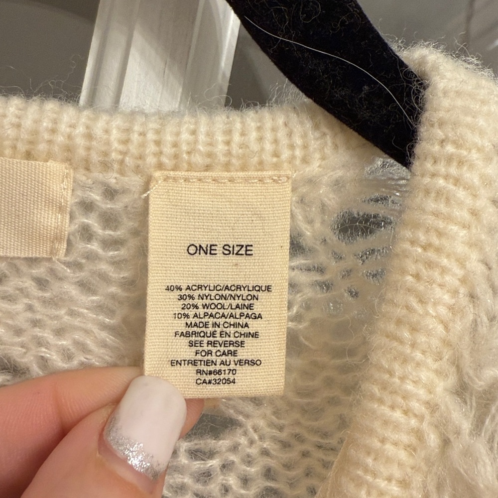 ANTHROPOLOGIE SLEEPING ON SNOW Women's Ivory Knit Fringe Open Poncho Cardigan - Picture 2 of 4